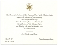 Invitations to the Investiture Ceremony and Reception of Supreme Court Chief Justice John Roberts